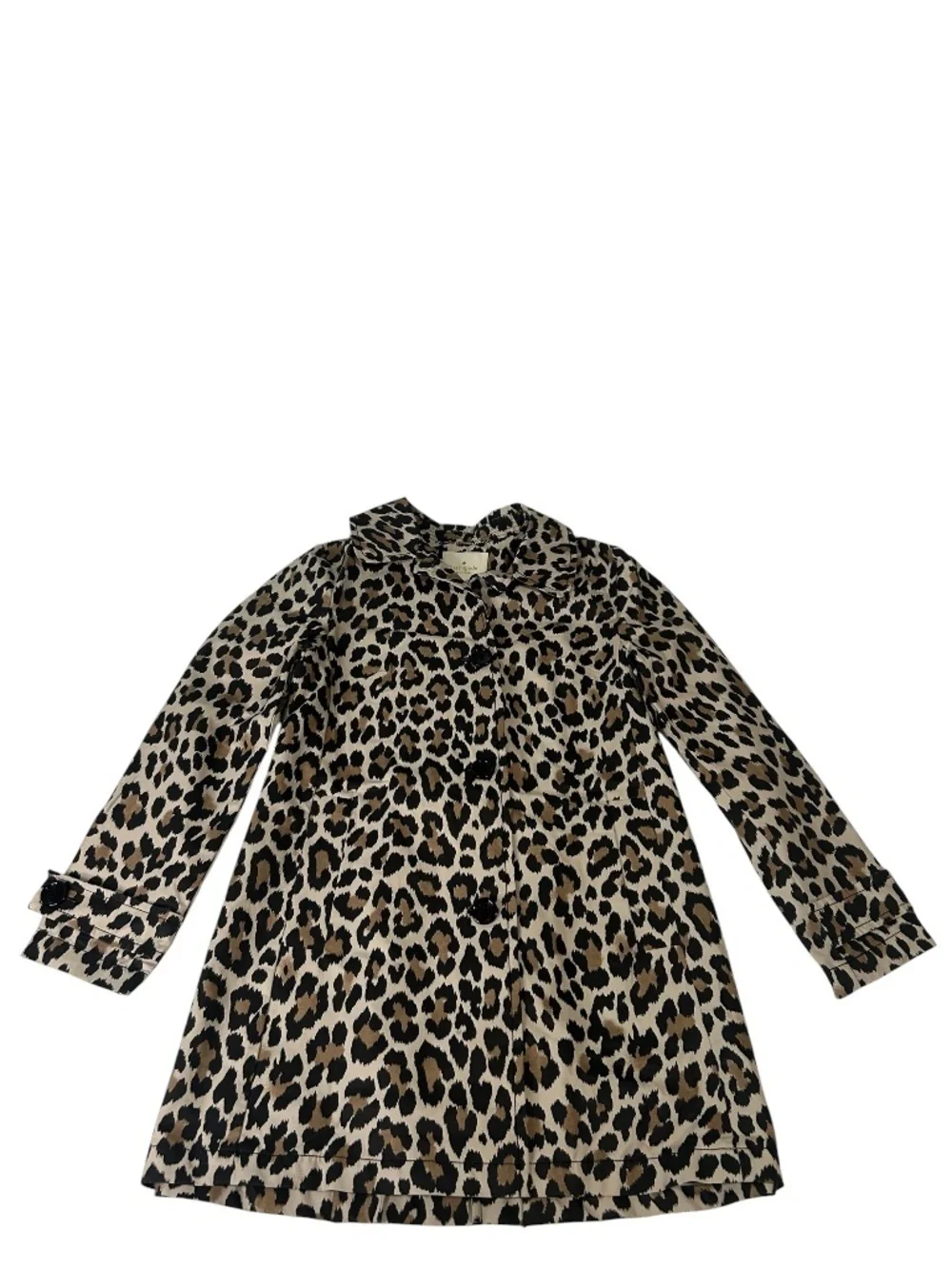 Kate Spade Leopard Print A-line Coat Cotton Blend Size Small Button Up Neutral